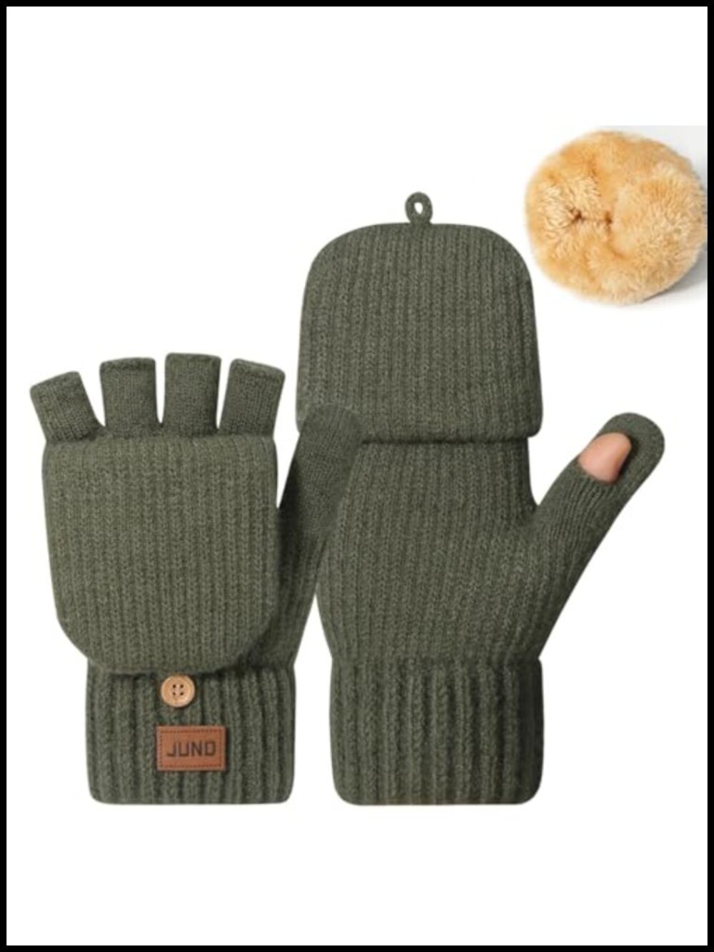 Convertible Fingerless Knit Gloves Winter Thermal Mittens Thumb Cap